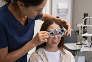 front-view-woman-talking-ophthalmologist